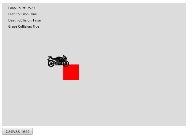 A sample screenshot of the collision test.